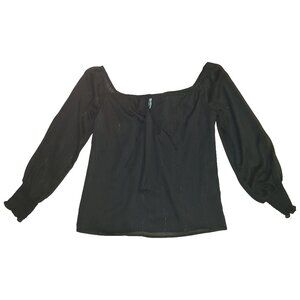 Wayf Black and Silver Shimmer Off the Shoulder Blouse